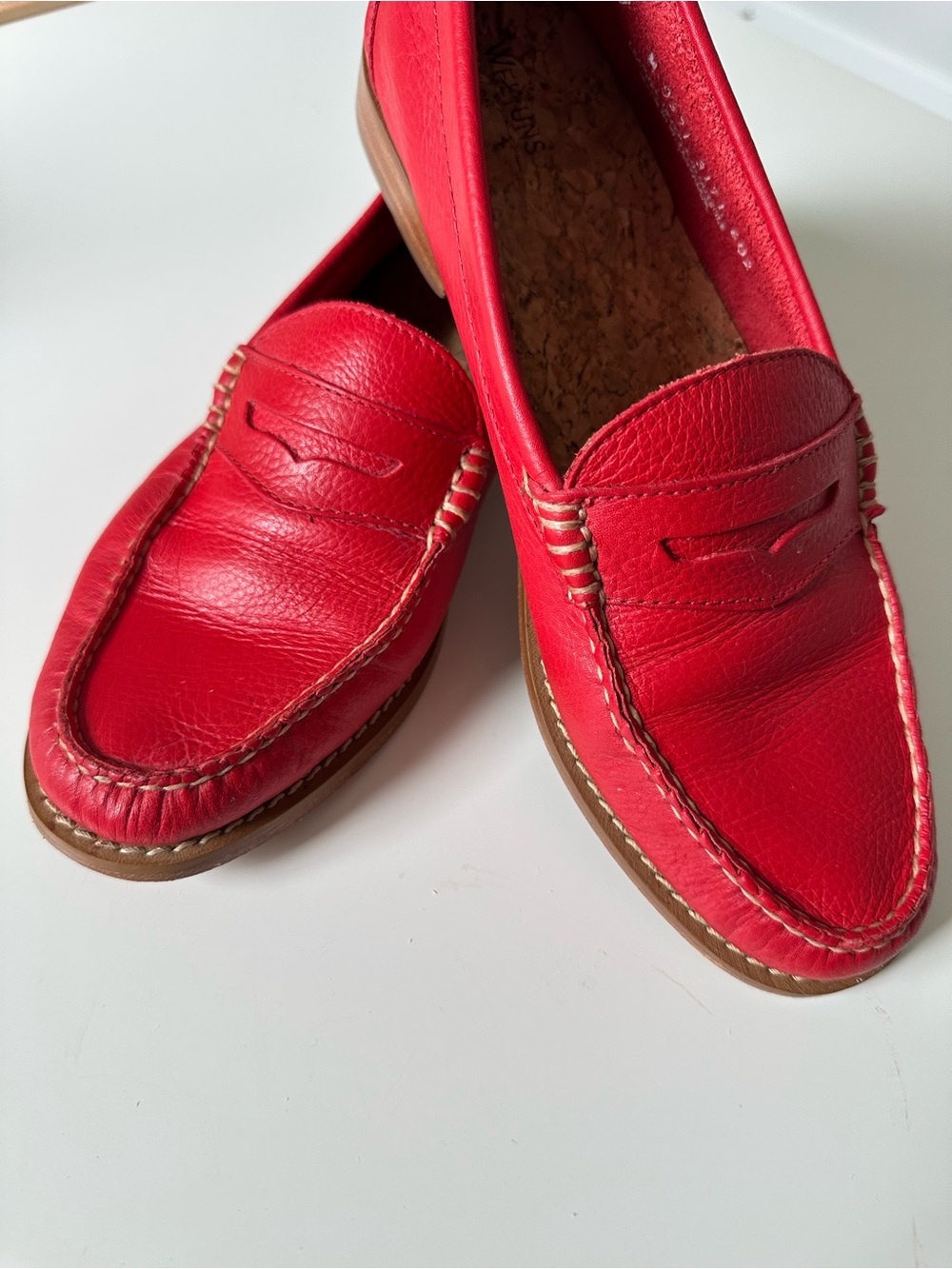 G.H. Bass & Co Weejuns Red Leather Penny Loafers | Cork Insole | Classic Preppy
